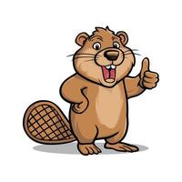 Beaver wild animal set illustration. Funny character in various poses cartoon design Isolated on white background. vector