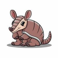 Armadillo flat art illustration. Cute animal character design for kids. Simple flat pastel style. vector