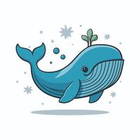 Flat simple logo blue whale for isolated on white background. vector