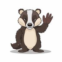 Cute Badger cartoon illustration white background vector