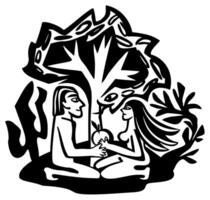 Adam and Eve. Brazilian cordel woodcut style. illustration vector