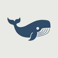 Flat simple logo blue whale for isolated on white background. vector