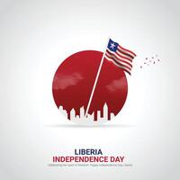 liberia independence day creative ads design. liberia independence day celebration, National Holiday on july 26. Waving flag. illustration. vector