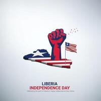 Liberia independencia día creativo anuncios diseño. Liberia independencia día celebracion, nacional fiesta en julio 26 ondulación bandera. ilustración. vector
