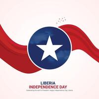 liberia independence day creative ads design. liberia independence day celebration, National Holiday on july 26. Waving flag. illustration. vector