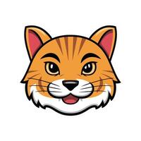 Bobcat is a wild cat. flat illustration of animal isolated on white background. vector
