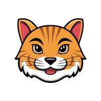 Bobcat is a wild cat. flat illustration of animal isolated on white background. vector