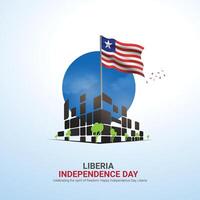 liberia independence day creative ads design. liberia independence day celebration, National Holiday on july 26. Waving flag. illustration. vector
