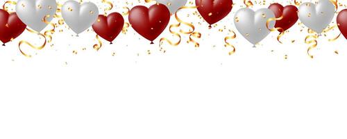 Victoria Day in Canada illustration with realistic hearts balloon, ribbon and confetti vector