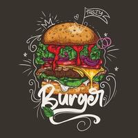 gratis hamburguesa rápido comida concepto mano dibujado bosquejo ilustración vector