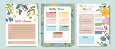 Business planner. weekly planner template with abstract flower pattern. Organizer and schedule with space for notes goals and to-do list. Fashionable floral style. Abstract modern design. vector