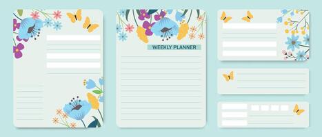 Weekly planner template with abstract flower pattern. Organizer and schedule with space for notes, goals and to-do list. Fashionable floral style. Abstract modern design. vector