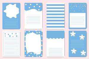 Collection of weekly or daily planner, note paper, to-do list in soft blue color. Modern template for agendas and planners. Flat design. vector