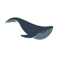Blue whale icon isolated on white background. Whale flat symbol for logo or emblem design vector