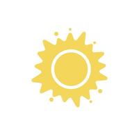 Sun creative flat yellow icon isolated on white background vector