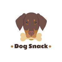 Doberman Dog with a snack bone. Brown dog flat illustration isolated on white background vector