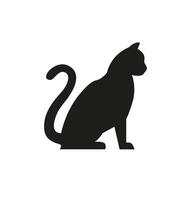 Cat black silhouette illustration isolated on white background. Feline pet icon for web vector