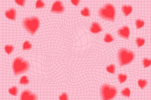 Pink red heart retro psychedelic checkerboard pattern. Groovy funky textures. vector