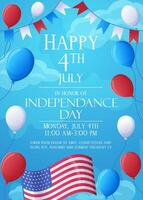 4th July Invitation card. Independence Day Celebration Poster template vector