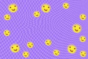 Purple acid chequered background with smiles. vector