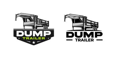 The logo showcases a dump trailer with two or three wheels, displaying strength and durability. Ideal for businesses in the transportation or construction industry. vector