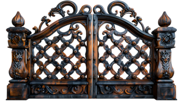 Luxury beautiful wooden gate on a transparent background png