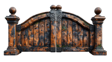 Luxury beautiful wooden gate on a transparent background png