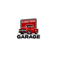 A detailed illustration of a classic truck garage logo vector