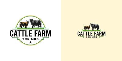 Logo Depicts Two Cows on a White Background. vector