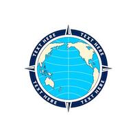 el ilustración de globo Pacífico con un Brújula símbolo vector