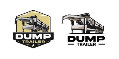 The logo showcases a dump trailer with two or three wheels, displaying strength and durability. Ideal for businesses in the transportation or construction industry. vector