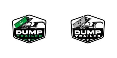 The logo showcases a dump trailer with two or three wheels, displaying strength and durability. Ideal for businesses in the transportation or construction industry. vector