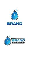 A sophisticated logo design that seamlessly blends elements of a house, water drop, and pressure washer gun with a captivating shade of blue. vector