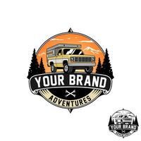 The Illustration logo Classic Truck RV symbolizing the vintage charm and adventurous spirit. vector