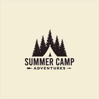 The Simple Logo Design Featuring a Pine Tree and Tent vector