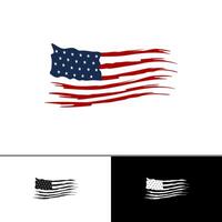 The Illustration of the American Flag with a Scratched Effect vector