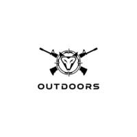 A Unique Logo Merging a Wolf and Crosshair, Symbolizing Hunting and Outdoor Pursuits. vector