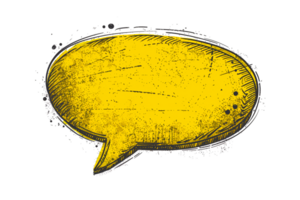 Hand drawn yellow speech bubble transparent background design element png