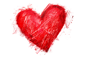 Hand drawn red heart transparent background design element png