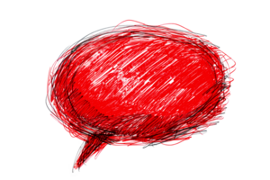 mano disegnato rosso discorso bolla trasparente sfondo design elemento png