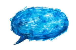 mão desenhado azul discurso bolha transparente fundo Projeto elemento png