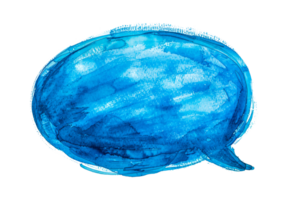 Hand drawn blue speech bubble transparent background design element png