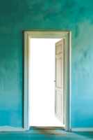 Open door blue wall transparent background design element png