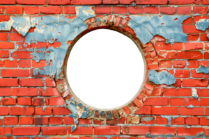 Hole on red brick wall transparent background design element png