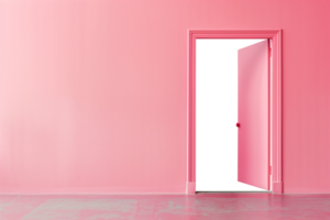 Open door pink wall transparent background design element copy space png