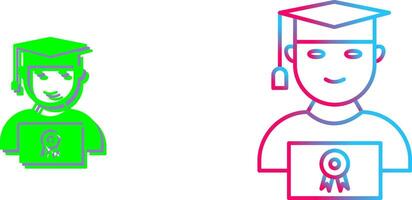 Unique Student Holding Degree Icon Design vector