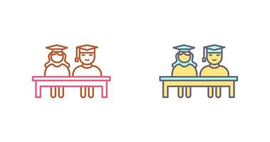 Unique Students Sitting Icon Design vector