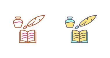 único pluma y libro icono diseño vector