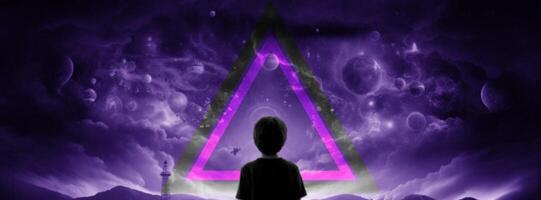 A Boy Looking in The Cosmic Sky for Facebook Cover template