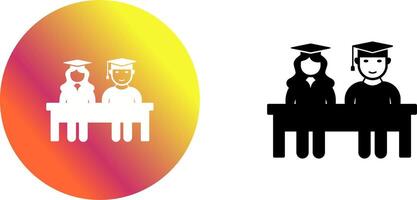 Unique Students Sitting Icon Design vector